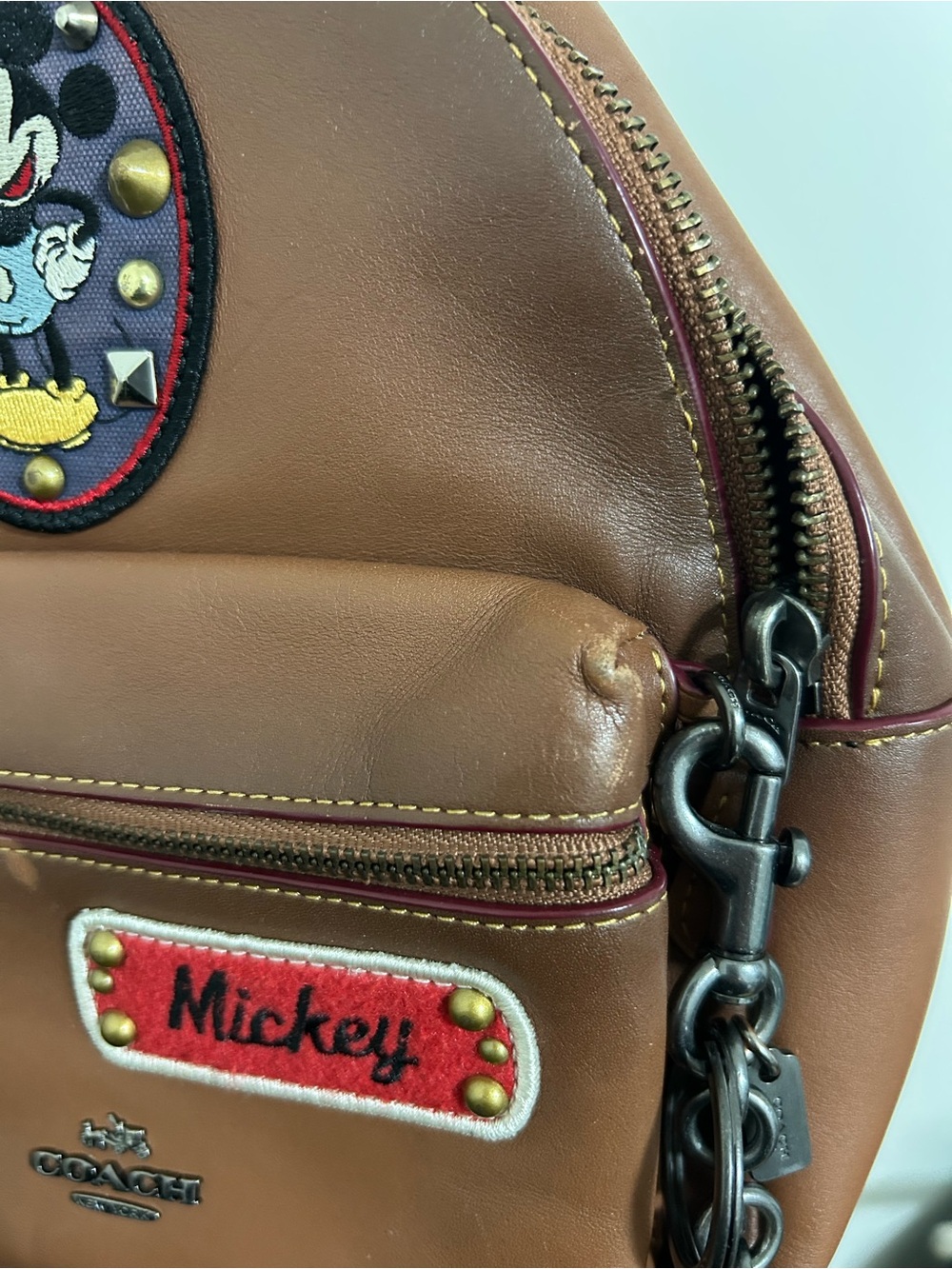 Rare Coach x Disney Mickey Mouse Brown Leather Backpack Mini Charlie Style - Picture 11 of 12